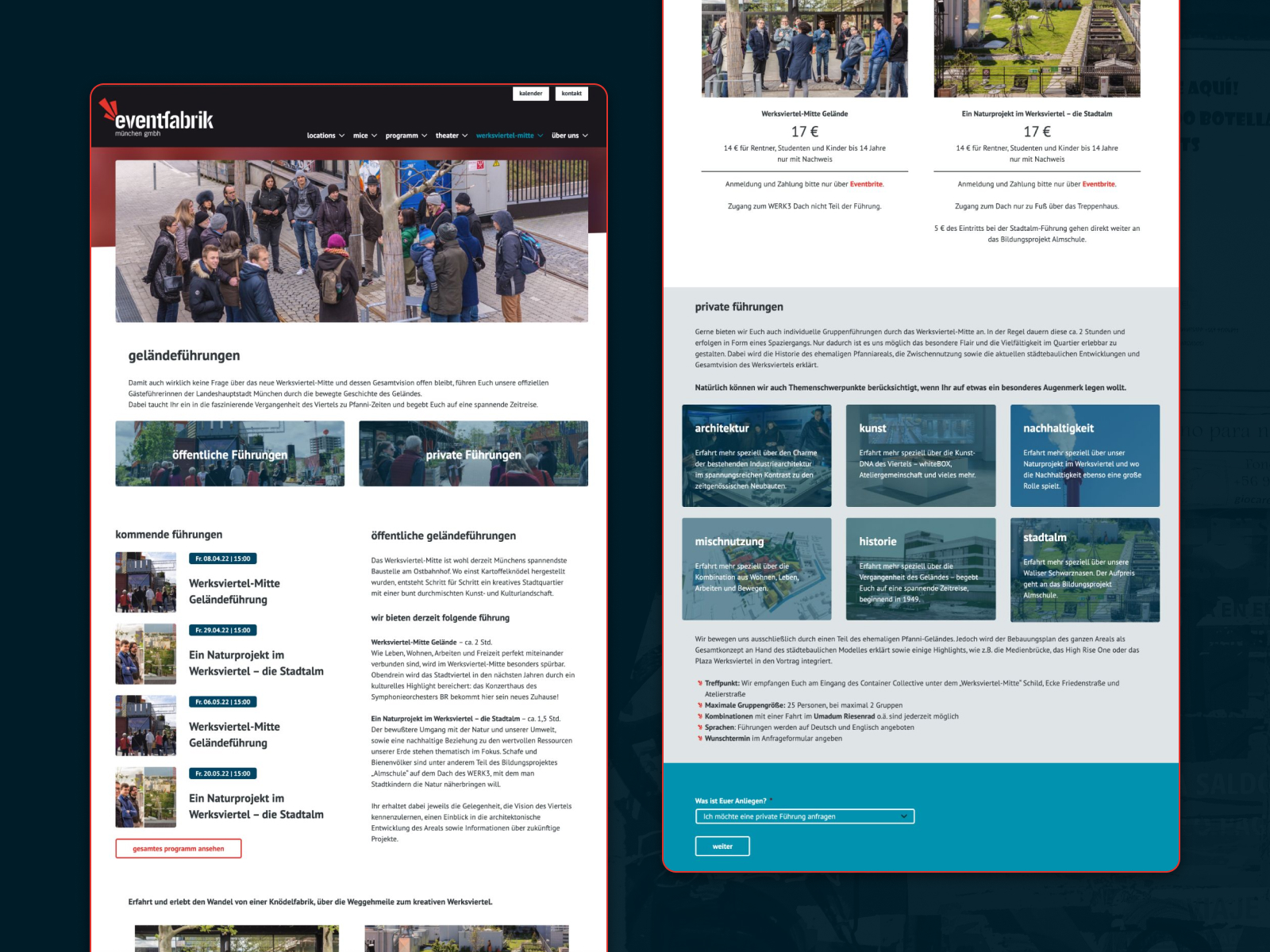 Die alte Webseite der eventfabrik münchen